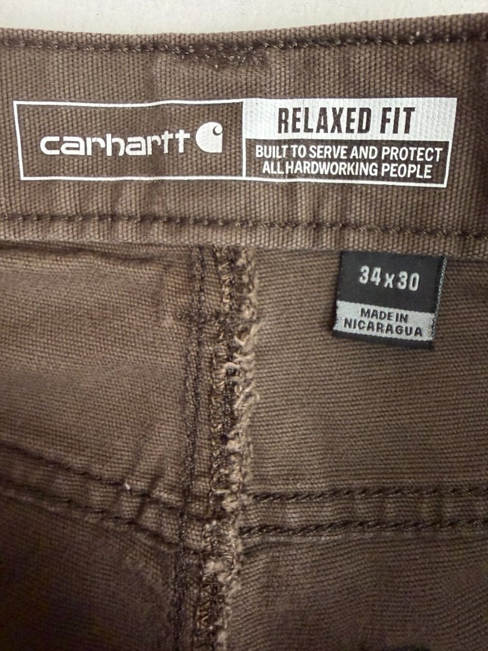 Carhartt Rugged Flex Canvas Work Pants Brown Relaxed Fit 34x30 - Picture 6 of 14